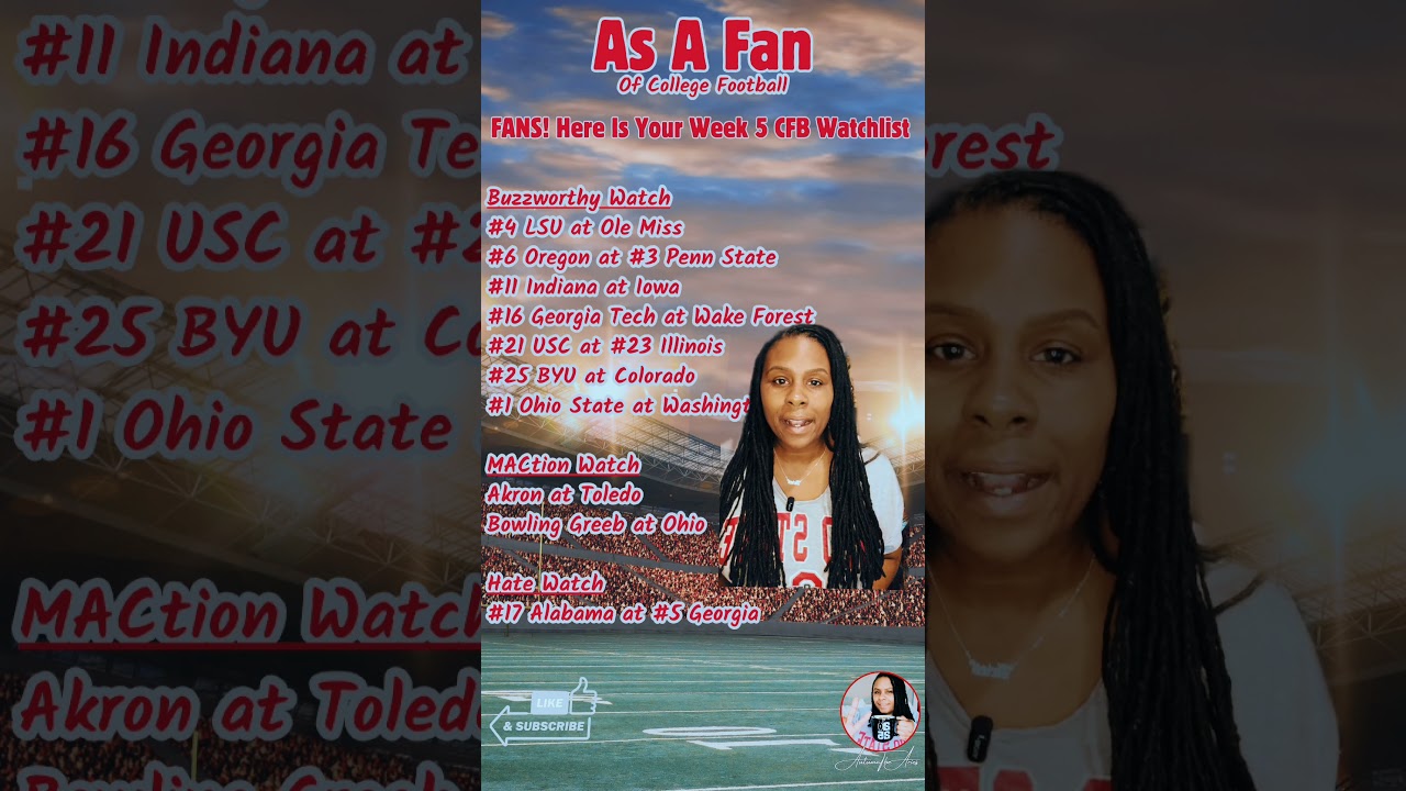 It's Week 5 #CFB Fans! The #BIG10 & #SEC will have us locked in for sure! It's Week 5 #CFB Fans! The #BIG10 & #SEC will have us locked in for sure!