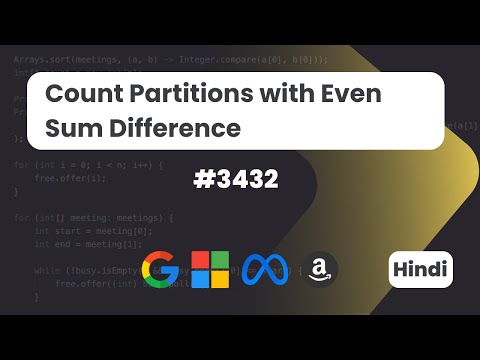 Count Partitions with Even Sum Difference | Leetcode 3432 | DSA | Hindi | Code With Deepak