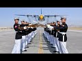 Massive blue angels plane low pass during us marines silent drill platoon