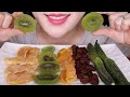 ASMR 건조과일 ( 잭후르츠 키위 황도 딸기 고추) 水果干 ドライフルーツ EATING SOUNDS REAL SOUNDS NO TALKING MUKBANG