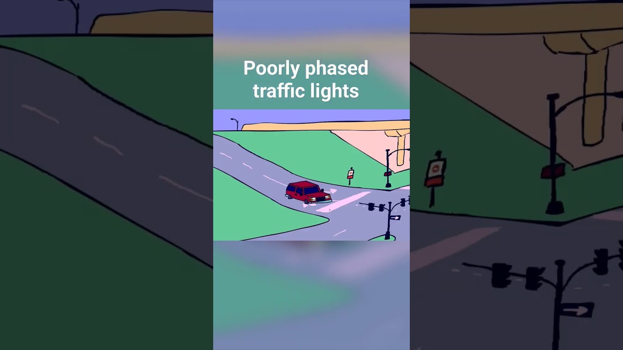 Poorly phased traffic signals #animation #cartoon #driving #cars #relatable #funny #funnyshorts #bat
