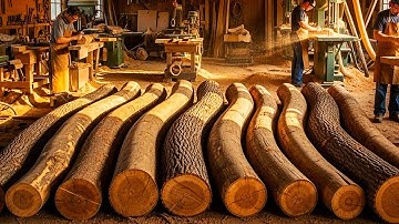 See What This Guy Did With Tree Logs To Create A Unique Dining Table // Woodworking Masterpiece