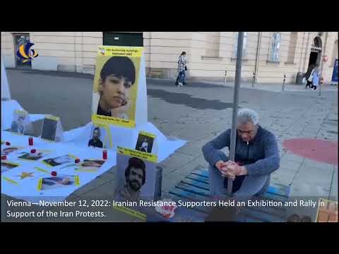 Vienna—Nov 12, 2022: MEK Supporters Held an Exhibition and Rally in Support of the Iran Protests