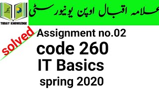 aiou solved assignment spring 2020 | code 260 IT Basics assignment no.02