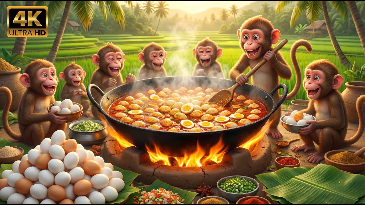 Cooking 1000 Eggs Curry Together 😱🥚 | Monkey Village Cooking | Outdoor Natural Cooking |