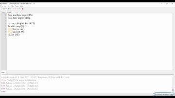 Active buzzer with RaspberryPi Pico step 3: Micropython code to beep the buzzer in a loop