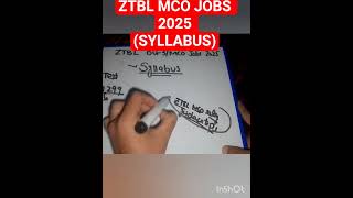 Zarai Tarakiati Bank (ZTBL) MCO/OG-3 JOBS 2025 SYLLABUS #ztbl