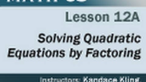 Math 65 - Lesson 12a