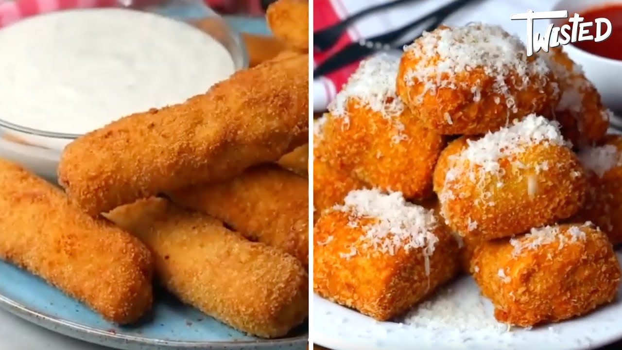 Bitesize cheesy snacks perfect for parties! Twisted Chicken Alfredo