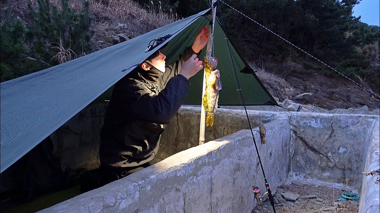 Соло кемпинг и рыбалка, едят то, что я поймаю