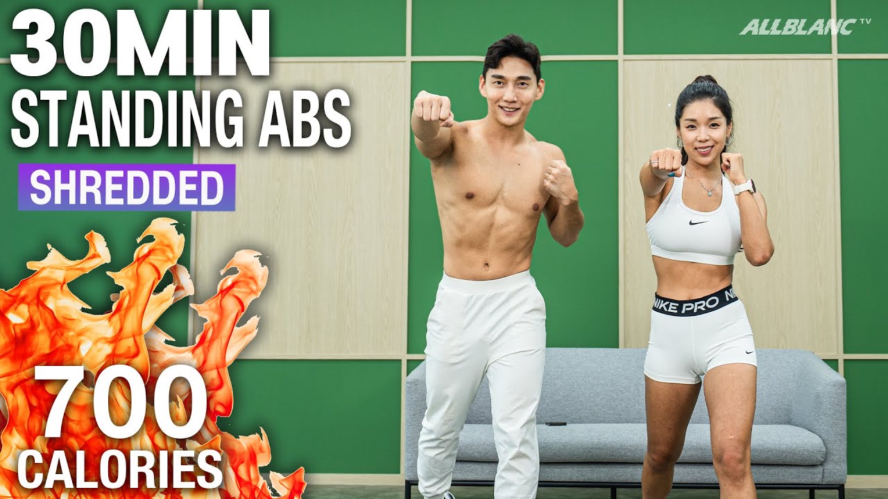 [ABS🔥] 크런치X, 눕기X 식스팩 만드는 서서하는 30분 복근운동 | 30MIN STANDING ABS WORKOUT NO CRUNCH