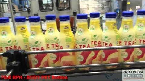 SCALIGERA PACKAGING Sleeve Applicator and Shrink Tunnel BODY 7000 bph PET Bottles