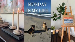 Monday Vlog: unemployed DIML + painting + beach walk + healthy dinner