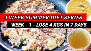 Summer Diet Plan To Lose 4 Kgs In 7 Days | 4 Week Diet Series - to lose weight & inches - Week -1