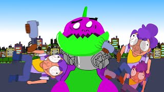 super city rampage brawl stars animation \& cartoon In 3 Shelly  three Shelly VS Super city rampage !