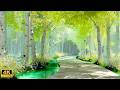 A Peridot Birch Forest 🌿 A Quiet Journey Through Light, Villas & Starry Night (4K)