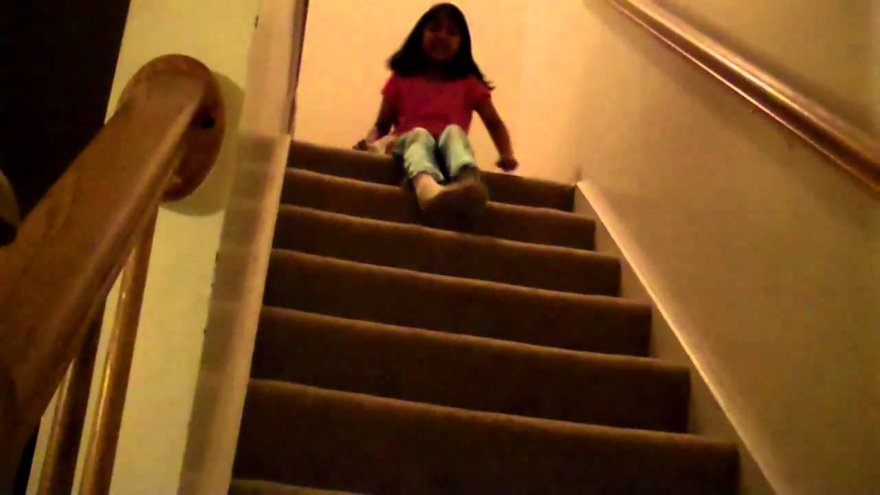 Kids sliding down the stairs.mp4 YouTube
