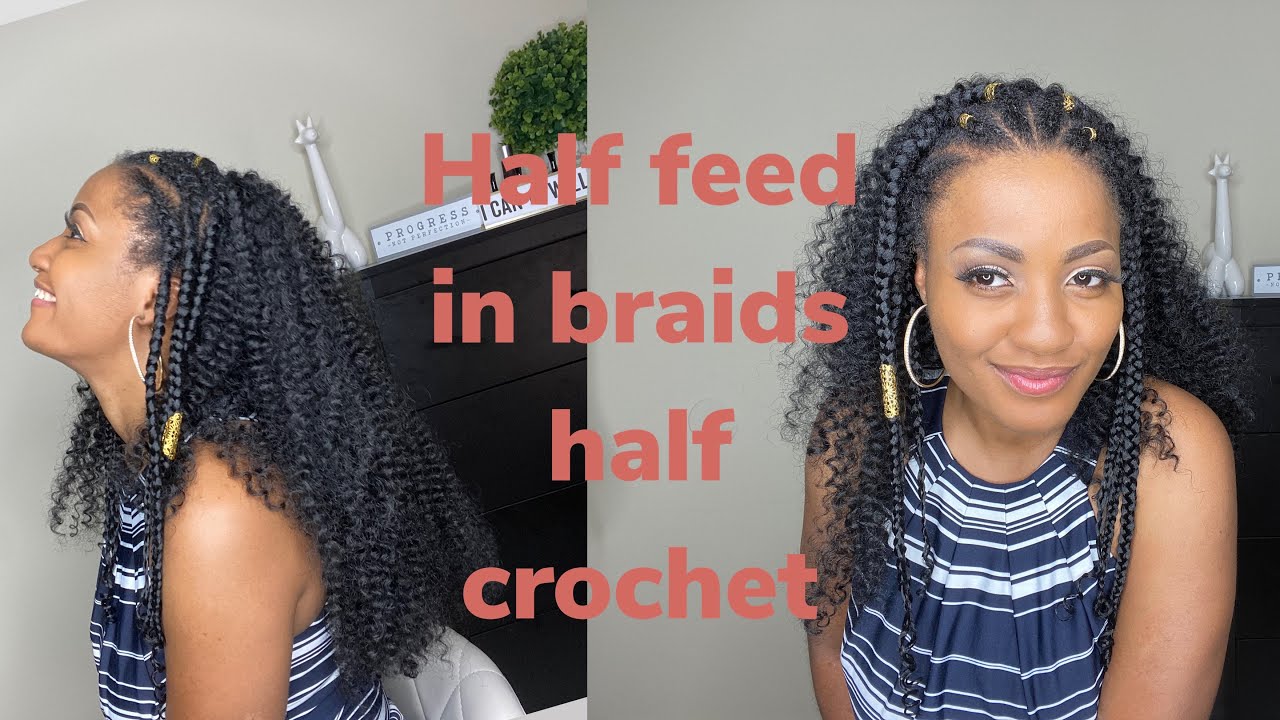 CAN’T BELIEVE I DID THIS myself 😮DIY Half feed in braids half crochet