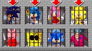 Minecraft PE : DO NOT CHOOSE THE WRONG PRISON! (Baby Sonic, Sonic, Super Sonic, Piggy & MORE)