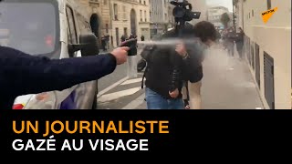 Intervenant contre le blocage d'un lycée, la police gaze un journaliste au visage