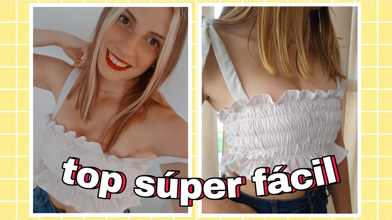DIY TOP FRUNCIDO CON ELASTICO - cómo hacer un top nido de abeja *PASO A PASO