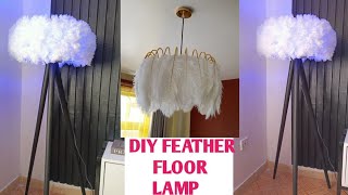 HOW TO USE YARNS TO DIY A OSTRICH FEATHER LAMP // DIY FLOOR LAMP ON A BUDGET