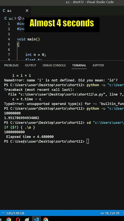Python vs C/C++ speed test | Counting to 1 billion | #shorts #python # ...