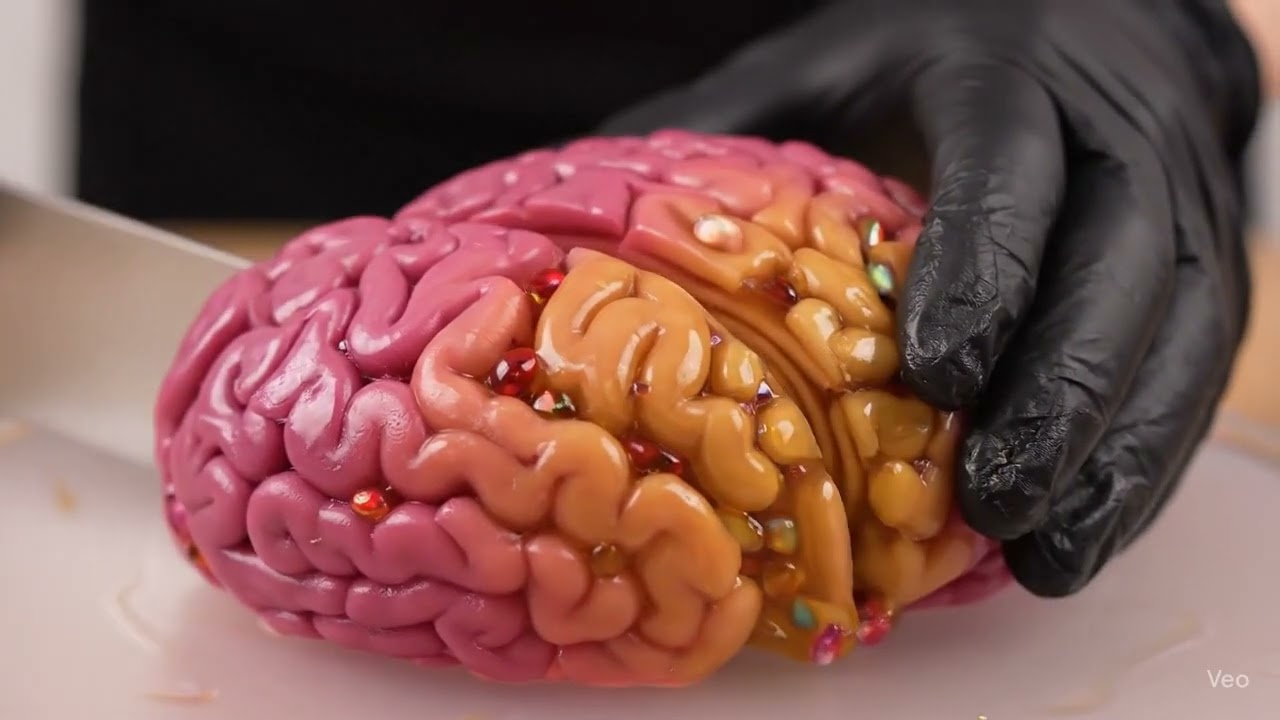 Cutting & Eating a Honeycomb Brain Dessert | Surreal Mukbang ASMR in 8K