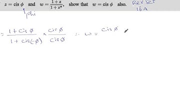 IB Complex Numbers show that w=cis(theta)