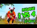 B2k fan insane 1 vs 4 gameplay 27 kills  crazy end enjoy
