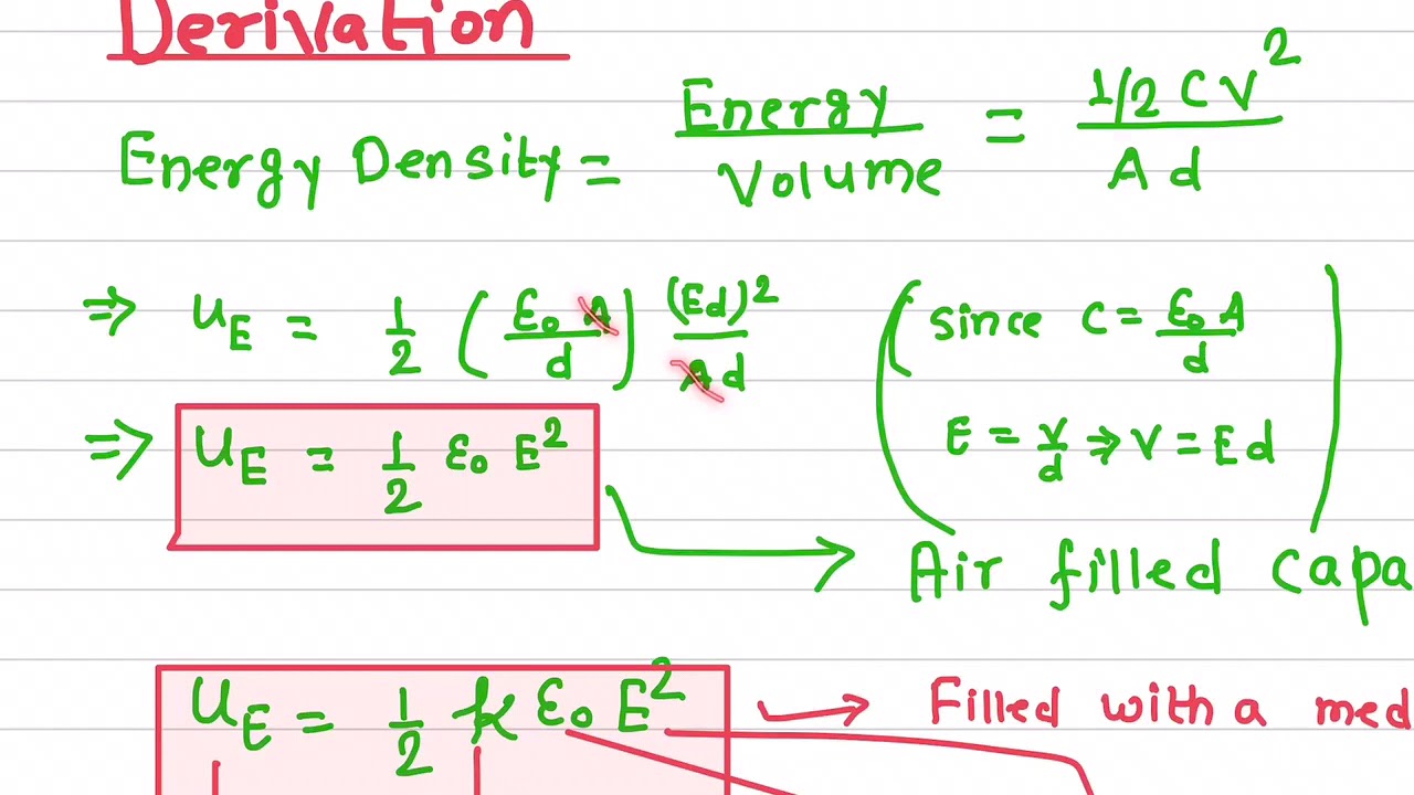 Energy Stored And Energy Density In A Capacitor Lecture 6 Youtube