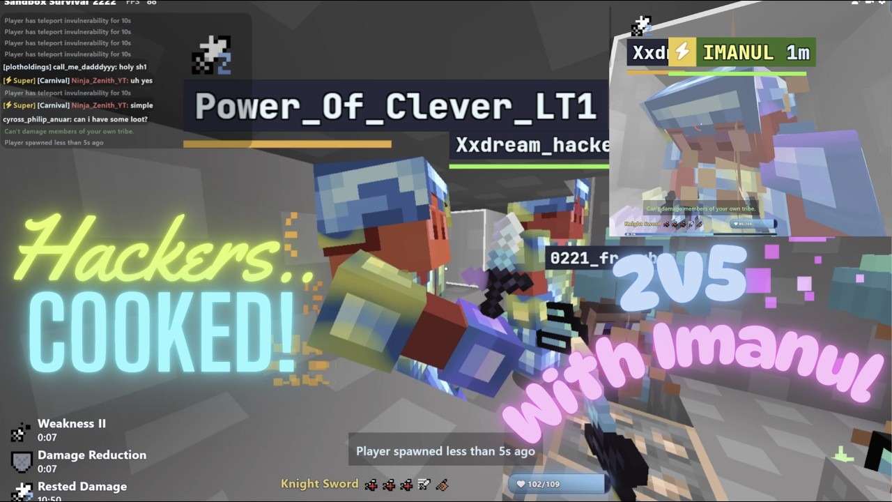 Bloxd.io Survival Hole 2222 2v6 hackers | team with imanul (21 sets) #bloxd #bloxdio