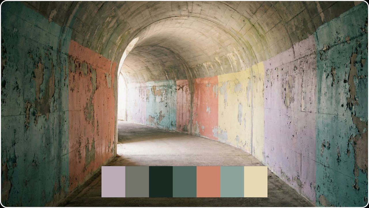 Painted Concrete Tunnel with Faded Pastel Layers — Cinematic Color Palette | Color Vibe Archive