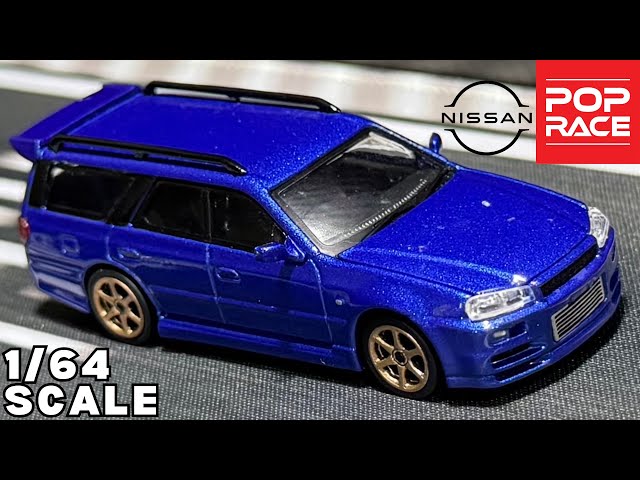 ミニカー 1/64 ZOOM Stagea R34 260RS Blue Carbon Unboxing 1/64 Scale Pop Race Nissan GTR R34 Stagea (Wagon
