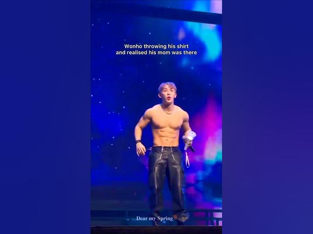 Shirtless Wonho realizing that his MOM is in audience 😂 #kpop #monstax#wonho #kpopedit #idol #korea