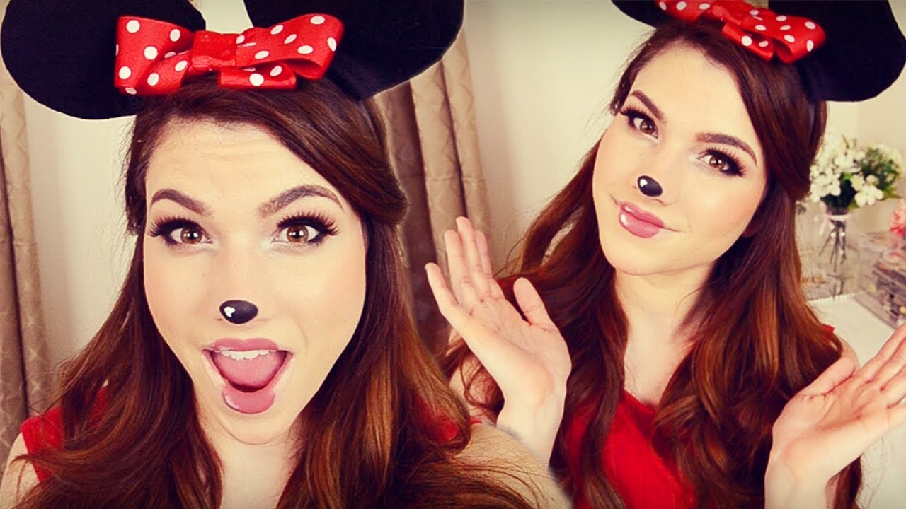 Minnie Mouse Makeup, Hair, & DIY Headband Ears I Halloween 2013 - YouTube