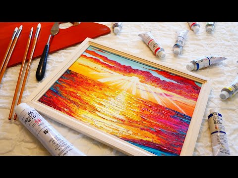 油絵 絵画 夕日の海【Ａ3】 油絵 絵画 夕日の海【A4】 - arashi1783 - BOOTH