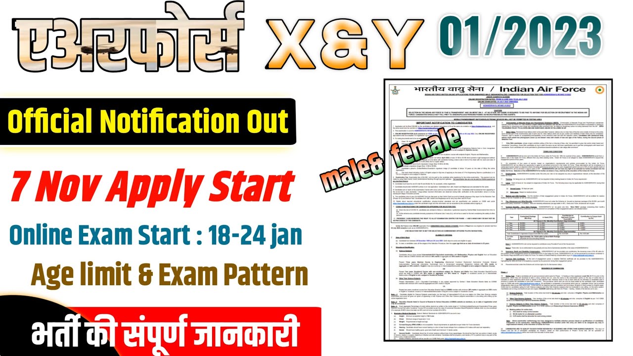 Airforce Agniveer Notification Out 01/2023 | Apply Start | Exam Date Out | Complete Details
