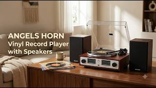 ANGELS HORN Vinyl Record Player with Speakers - Review