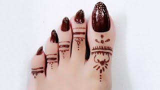 Toe Nail Mehndi Design | Easy Henna Design for Beginners | Long Natural Toe Nails | 2020