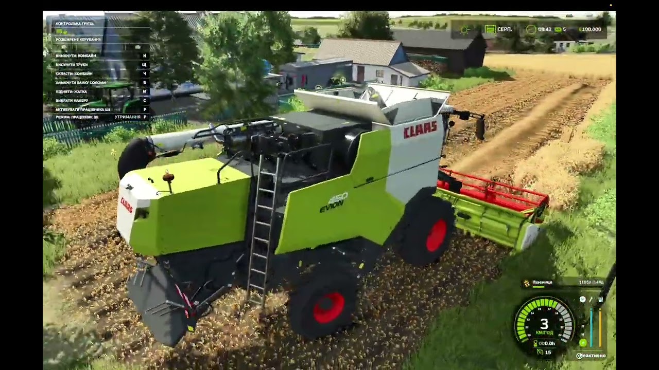 Молотимо  на карті Владіміровка FS25 MOD-FS.NET