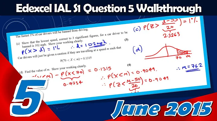 S1 Edexcel IAL June 2015 | Question 5 Walkthrough | Normal Distribution