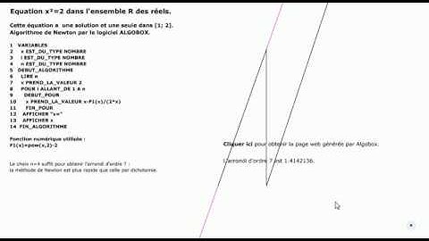 Approche de la racine carrée de 2 par balayage, dichotomie, la méthode de Newton. Algorithmes.