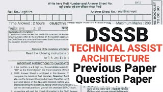 DSSSB TECHNICAL ASSISTANT ARCHITECTURE PREVIOUS YEAR QUESTION PAPER,  DSSSB 2020 EXAM PREPARATION