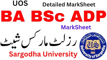 BA BSc ADP BCOM Detailed Marksheet UOS - ADP Result 2023 Marksheet UOS - BA BSc Result 2023 UOS