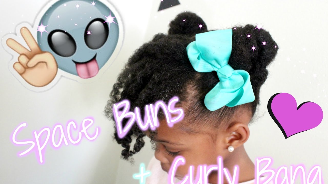 Natural Toddlers Kids Space Buns Curly Bang Natural Hair
