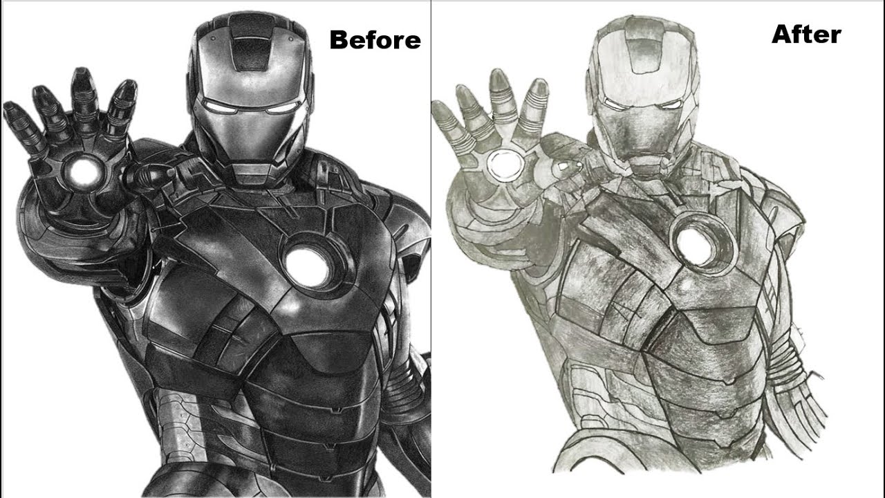 How to Draw Iron Man || Step by Step Drawing || Marvel ...