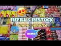 sub) ASMR REFILL RESTOCK Snack Drawer - Menata belanjaan snack untuk sebulan