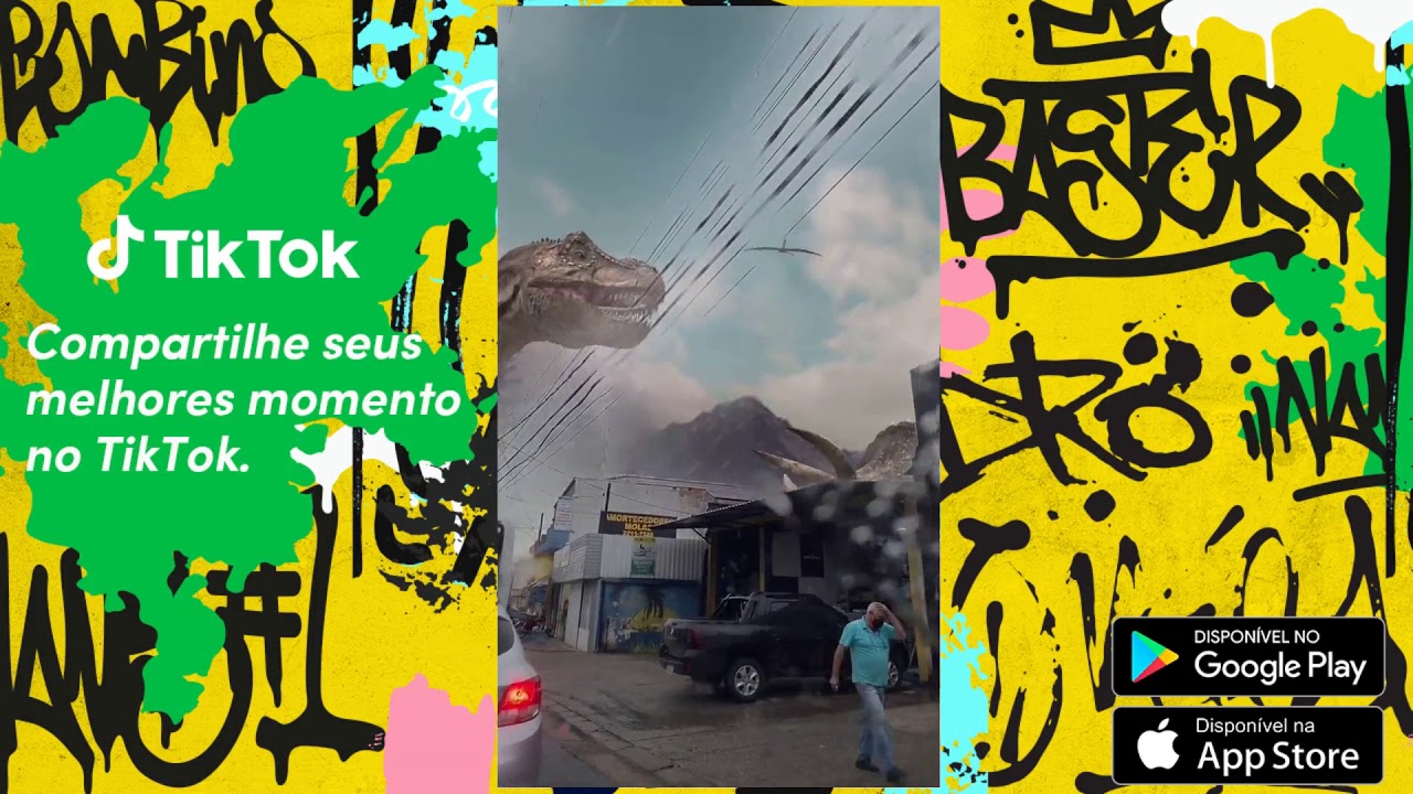 Dinossauro na rua - Que efeito reais kkk