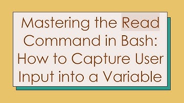 Mastering the Read Command in Bash: How to Capture User Input into a Variable